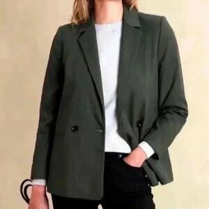 Banana Republic Flannel Suiting Blazer Women’s 14 Charcoal Gray Double Breasted